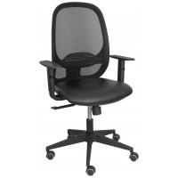 PIQUERAS Y CRESPO Silla Cilanco negra malla negra asiento similpiel negro brazo regulable.