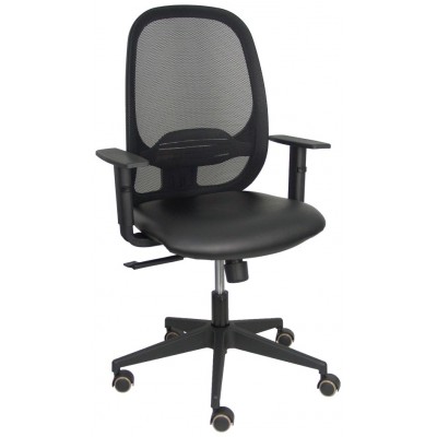 PIQUERAS Y CRESPO Silla Cilanco negra malla negra asiento similpiel negro brazo regulable.