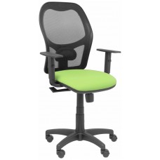 PIQUERAS Y CRESPO Silla Alocen malla negra asiento bali pistacho brazos regulables