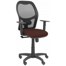 PIQUERAS Y CRESPO Silla Alocen malla negra asiento bali marron oscuro brazos regulables
