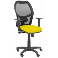 PIQUERAS Y CRESPO Silla Alocen malla negra asiento bali amarillo brazos regulables