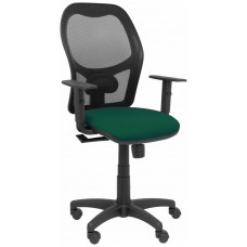 PIQUERAS Y CRESPO Silla Alocen malla negra asiento bali verde botella brazos regulables