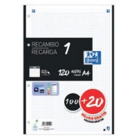 RECAMBIO COLOR 1 A4 100+20 HOJAS 5X5 NEGRO 90GRS OXFORD 400158165 (Espera 4 dias)