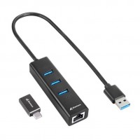 HUB USB SHARKOON 3X3.2 GEN 1 + RJ45  ALUMINIO NEGRO