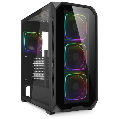 CAJA GAMING SHARKOON AK5G RGB ATX NEGRO 4XVENT 120MM 3XUSB SN FUENTE
