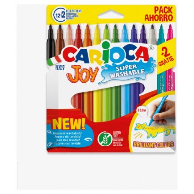 CAJA 12+2 ROTULADORES COLORES SURTIDOS JOY SUPERLAVABLE CARIOCA 40533 (Espera 4 dias)