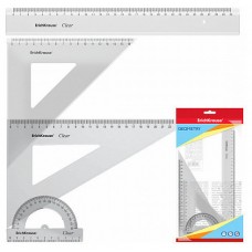 SET DE GEOMETRÍA GRANDE (REGLA 30 CM, ESCUADRA 16 CM/45º, ESCUADRA 22 CM/60º, TRANSPORTADOR 180º/10CM) ERICH KRAUSE 49573 (Espera 4 dias)