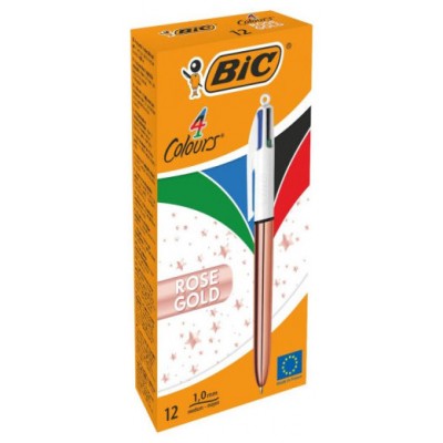 BOLÍGRAFO 4 COLORES PINK GOLD BIC 504894 (MIN12) (Espera 4 dias)