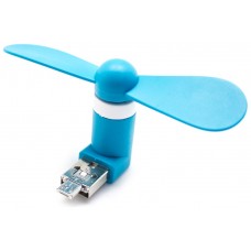 Mini Ventilador 2 en 1 USB+MicroUSB Universal Azul (Espera 2 dias)