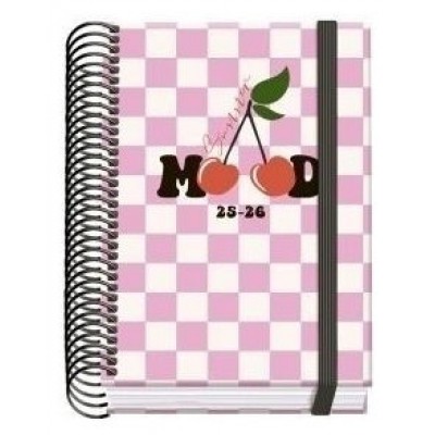 AGENDA ESCOLAR 2025-2026 TAMAÑO A6 TAPA CARTON FORRADO DÍA PÁGINA PRIME CHERRY DOHE 52048 (Espera 4 dias)