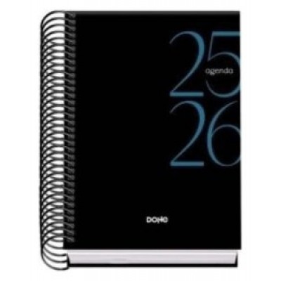 AGENDA ESCOLAR 2025-2026 TAMAÑO A6 TAPA CARTON FORRADO DÍA PÁGINA MODELO SYSTEM BASIC NEGRO DOHE 52067 (Espera 4 dias)