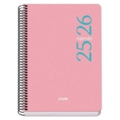 AGENDA ESCOLAR 2025-2026 TAMAÑO A5 TAPA POLIPROPILENO SEMANA VISTA MODELO ESENCIAL BASIC ROSA DOHE 52069 (Espera 4 dias)