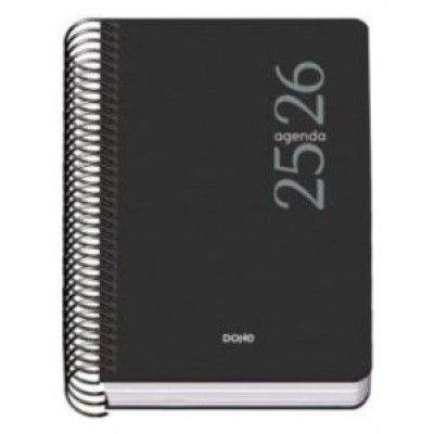 AGENDA ESCOLAR 2025-2026 TAMAÑO A5 TAPA POLIPROPILENO SEMANA VISTA MODELO ESENCIAL BASIC NEGRO DOHE 52071 (Espera 4 dias)