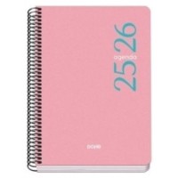 AGENDA ESCOLAR 2025-2026 TAMAÑO A5 TAPA POLIPROPILENO DÍA PÁGINA MODELO ESENCIAL BASIC ROSA DOHE 52073 (Espera 4 dias)
