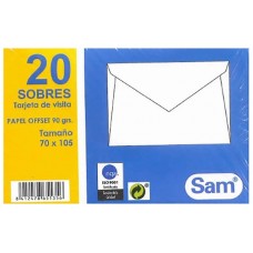 PAQUETES DE 20 SOBRES TARJETA DE VISITA, OFFSET BLANCO 70X105, 90 GRS. ENGOMADO SAM 665135 (Espera 4 dias)