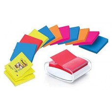 PACK DISPENSADOR BLANCO PRO + 12 BLOCS 90 HOJAS Z-NOTES 76X76MM SUPER STICKY COLORES VARIADOS PRO-W-1SSCOL-R330 POST-IT 7100039361 (Espera 4 dias)