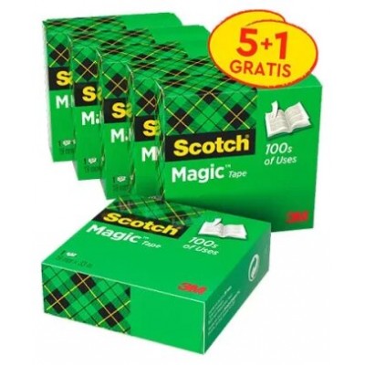 PACK 5+1 ROLLOS CINTA INVISIBLE 19MM X 33M MAGIC810P5+1 SCOTH 7100054673 (Espera 4 dias)