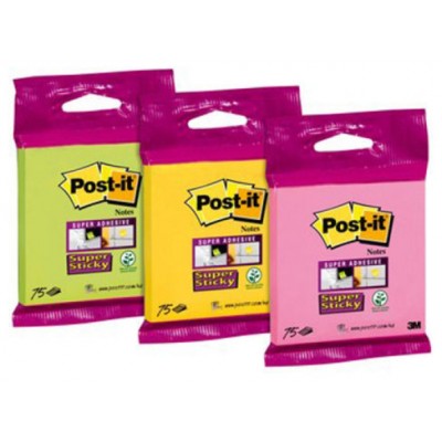 BLISTER BLOC 90 HOJAS NOTAS ADHESIVAS 76X76MM SUPER STICKY 654 COLORES SURTIDOS 6820-SS3N POST-IT 7100172224 (Espera 4 dias)