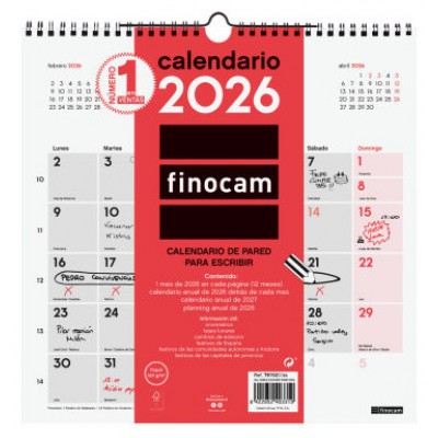 CALENDARIO 2026 NEUTRO PARED ESCRIBIR 300X300MM FINOCAM 781520026 (Espera 4 dias)