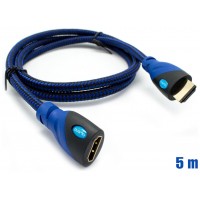 Cable HDMI Mallado v.1.4 M/H 30AWG Azul/Negro 5m BIWOND (Espera 2 dias)