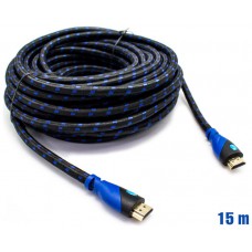 Cable HDMI Mallado v.1.4 M/M 26AWG Azul/Negro 15m BIWOND (Espera 2 dias)