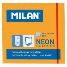 MILAN BLOC NOTAS ADHESIVAS 100 HOJAS 76X76MM NARANJA