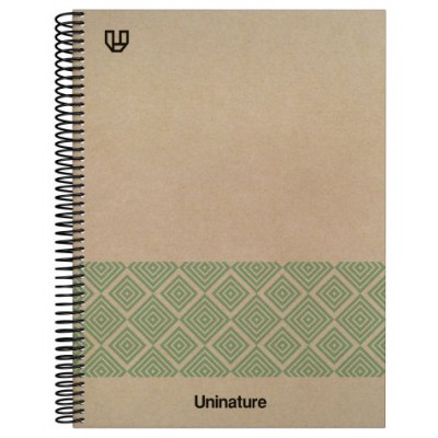 CUADERNO RECICLADO A4 KRAFT SOFT TAPA DURA 80 HOJAS 90GR LISO VERDE UNINATURE 88500420 (Espera 4 dias)