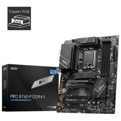 PLACA MSI PRO B760-P DDR4 II,INTEL,1700,B760,4DDR4,128GB,HDMI+DP,4SATA+2M.2,4USB 3.2+2USB-C,2.5GB,ATX (Espera 4 dias)