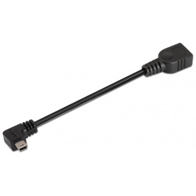 AISENS - CABLE USB 2.0 OTG ACODADO, TIPO MINI B/M-A/H, NEGRO, 15CM