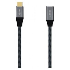 AISENS - CABLE USB 3.2 GEN2x2 ALUMINIO 20GBPS 5A 100W, TIPO USB-C/M-USB-C/H, GRIS, 1.0M
