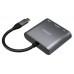 AISENS - Conversor USB-C A HDMI/USB-C/TIPO A USB 3.0, 3 EN 1, GRIS, 15 CM