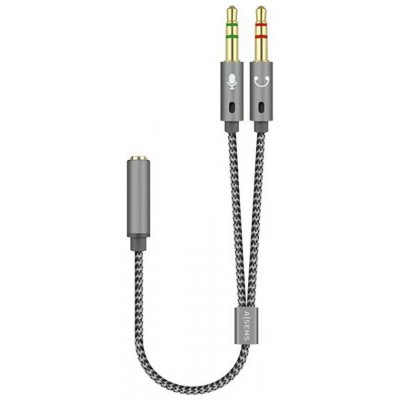 ADAPTADOR AUDIO JACK 3.5 4PIN H-2XJACK 3.5 3PIN M GRIS