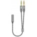 ADAPTADOR AUDIO JACK 3.5 4PIN H-2XJACK 3.5 3PIN M GRIS