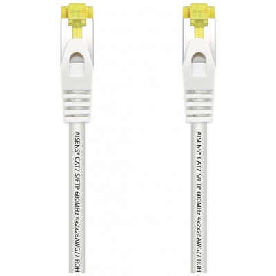 AISENS - CABLE DE RED LATIGUILLO RJ45 LSZH CAT.7 600 MHZ S/FTP PIMF AWG26, BLANCO, 0.5M