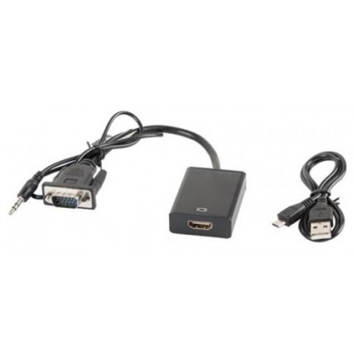 ADAPTADOR LANBERG VGA MACHO+AUDIO 3.5MM JACK/HDMI HEMBRA 20 CM NEGRO