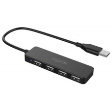 HUB APPROX APPC464PTOS USB2.0 480MBPS NEGRO (Espera 4 dias)