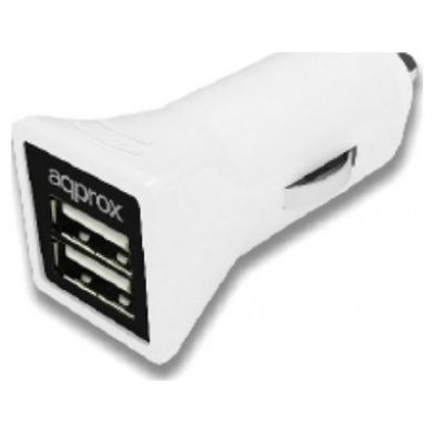 CARGADOR DE COCHE APPROX 2 USB 5V/3,1 AH COLOR BLANCO