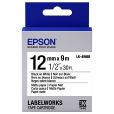 EPSON Cinta Epson papel mate - LK-4WBB negra/blanca para papel mate 12/9