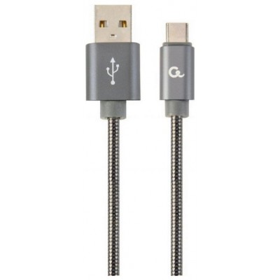 CABLE DE CARGA Y DATOS GEMBIRD USB TIPO C DE METAL EN ESPIRAL PREMIUM, 2M, GRIS