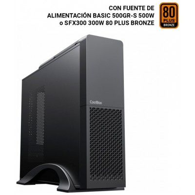 CAJA SOBREMESA MICROATX SLIM T313-BZ FA/300 SFX 80+  BRONZE NEGRO COOLBOX (Espera 4 dias)