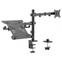 AISENS - SOPORTE DE MESA GIRATORIO E INCLINABLE PARA PORTATIL Y MONITOR/TV 9KG DE 17-32, NEGRO