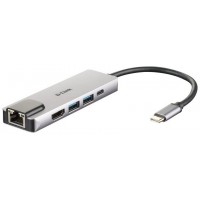 HUB USB-C D-LINK 5 EN 1 (HDMI 2USB 3.1G1 1RJ45 1USB-C)