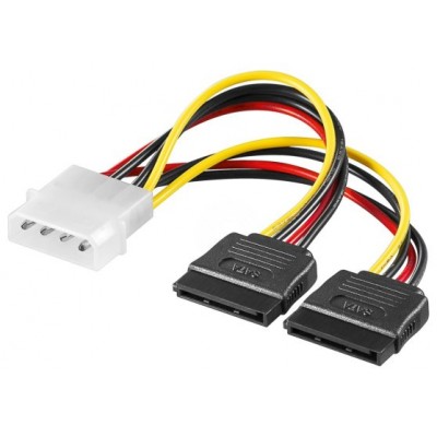 CABLE ALIMENTACION PC EWENT MACHO 5,25 PULGADAS A 2X SATA 0,13M