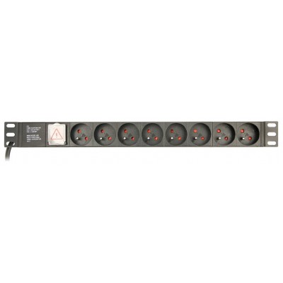 REGLETA RACK GEMBIRD 1U 16A 8 TOMAS NEGRO 3 M CON INTERRUPTOR