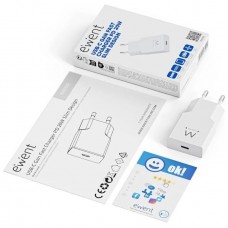 EWENT EW1310 Cargador r&aacute;pido USB-C 20W Tec.Ganfast