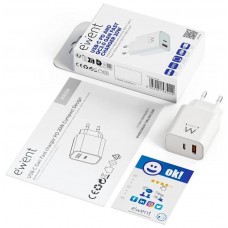 EWENT EW1318 Cargador r&aacute;pido USB-C PD 20W USB-A QC
