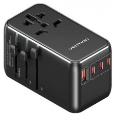 CARGADOR PARED UNIVERSAL TOMA DE CORRIENTE/3xUSB-C/USB-A 120W NEGRO VENTION (Espera 4 dias)