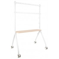 TooQ iLOVE Soporte de Suelo con Ruedas para Pantalla 49"-80", Blanco y Haya (Espera 4 dias)