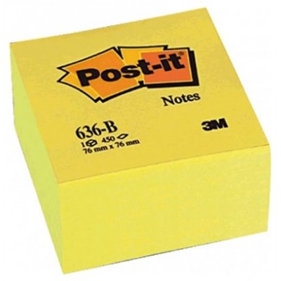 CUBO 450 HOJAS NOTAS ADHESIVAS 76X76MM CANARY YELLOW 636-B POST-IT 7100172238 (Espera 4 dias)