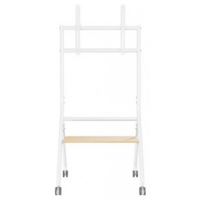 AISENS - SOPORTE DE SUELO ECO CON RUEDA, 1 BANDEJA PARA PANTALLA INTERACTIVA/TV 80KG DE 37-86, BLANCO+MADERA